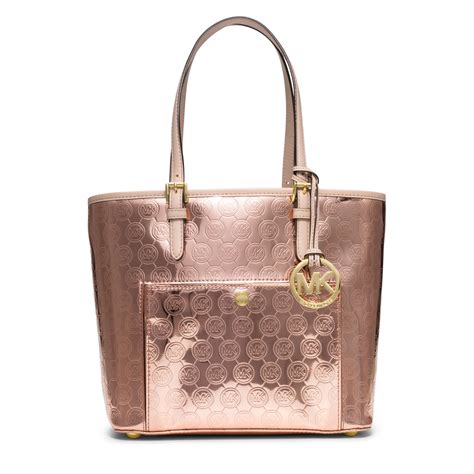 michael kors rose gold tote|michael kors gold evening bag.